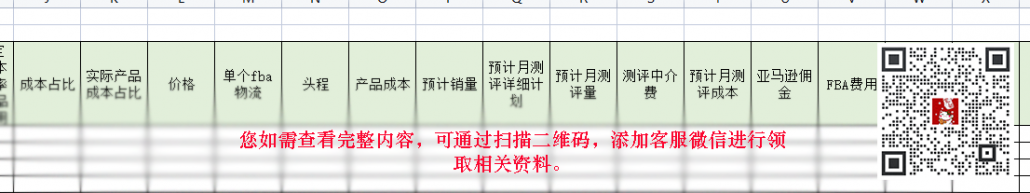 亚马逊产品成本计算表